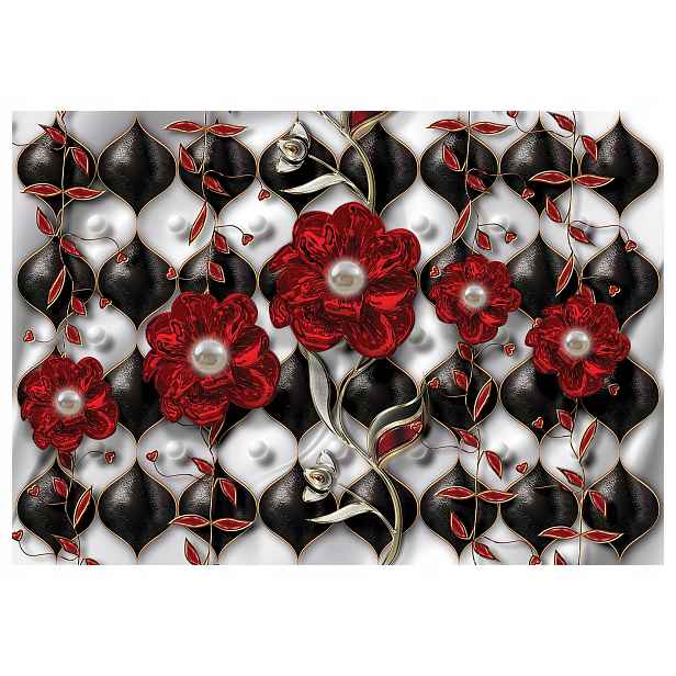 Fototapeta Červené květy na bílém pozadí Elegance Styl 200x140 lepidlo