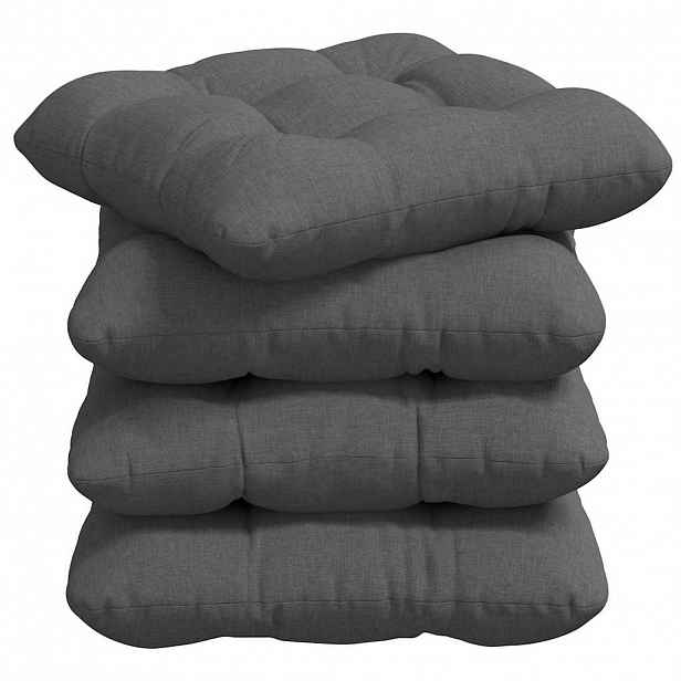 vidaXL Polštáře na sedadla 4 ks Textil Tmavě šedá 40 x 40 x 12 cm