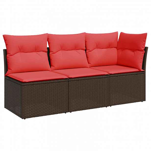 vidaXL Zahradní sofa s polštářem Hnědá 172 x 62 x 69 cm Poly ratan