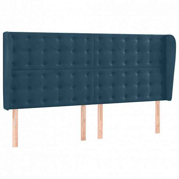 vidaXL Čelo postele typu ušák tmavě modrá 163x23x118/128 cm samet
