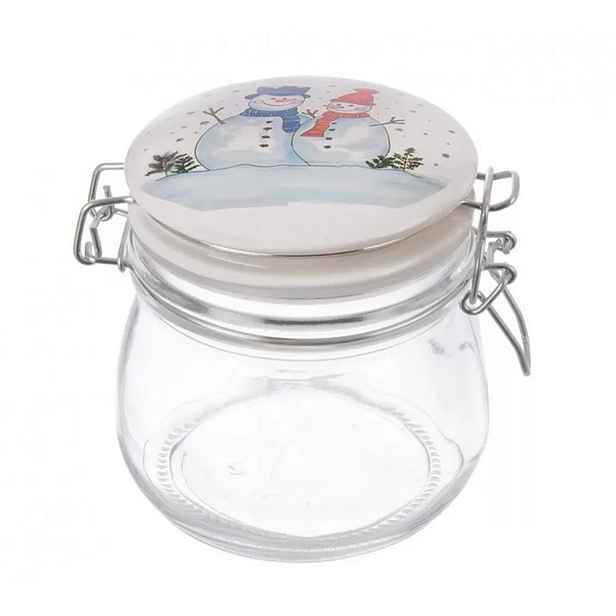 dóza 0,50l SNĚHULÁK-ker.víčko, d11,v.11,5cm, patentní, sklo