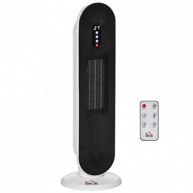 HOMCOM VYTÁPĚCÍ ZAŘÍZENÍ Topný ventilátor 2000 W Topná věž s dálkovým ovládáním Oscilace Plast