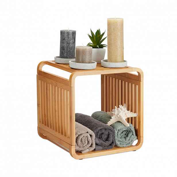 Relaxdays REGÁL Přírodní bambus 2-patrový 33x33x33 cm