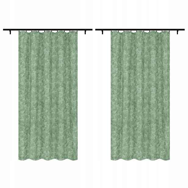 Záclony Do Obývacího Pokoje 140x250 CM Kamenný Vzor Zelené Záclony Na Žabky Tunel