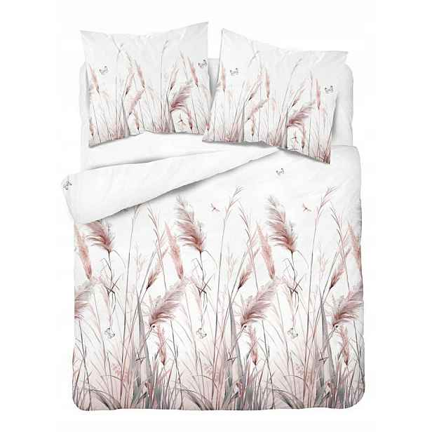 Povlečení 220x200 bílé s růžovými pampovými trávami Floral Harmony