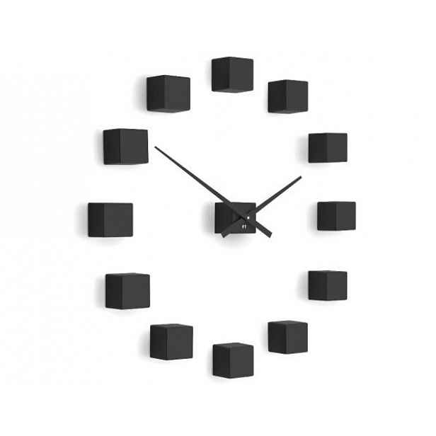 Designové nástěnné nalepovací hodiny Future Time FT3000BK Cubic black