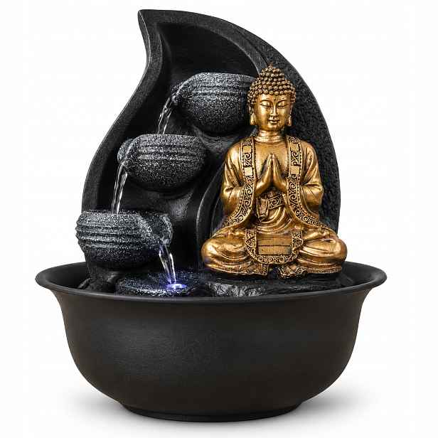 Fontána Buddha Praya Zen Light Led Socha