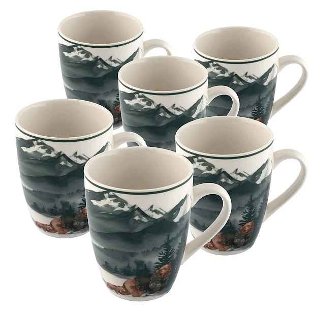 Šálky na kávu 6 kusů Sada na Vánoce Altom Design Winter Bear 320 ml