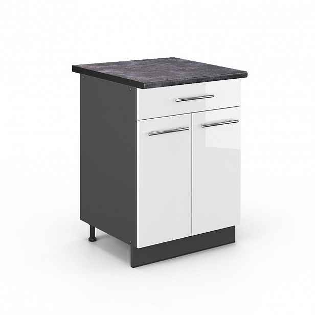 Vicco SPODNÍ SKŘÍŇKA KUCHYŇSKÉ LINKY Fame-Line Bílá vysoký lesk 60 cm se zásuvkou, PD Antracit