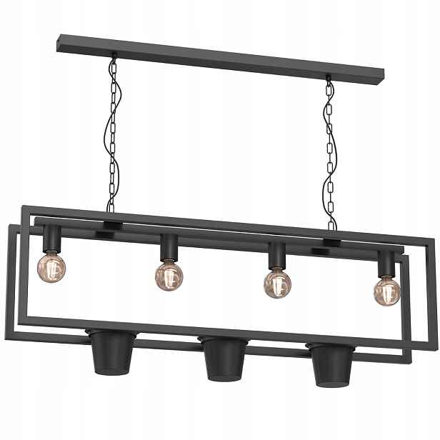 Závěsná geometrická lampa černá s květinami, 4 body, 110 cm Luminex