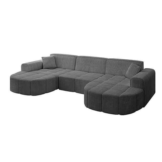ALTDECOR SEDACÍ SOUPRAVA ve tvaru U LIVO-U1 315x173x79,5 Tmavě šedá Manšestr