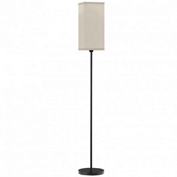 HOMCOM MODERNÍ stojací lampa s stínidlem z umělého lnu, nožním spínačem, do obývacího pokoje, černá