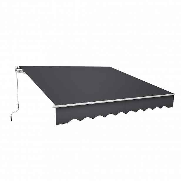 TEMU Balkónová markýza s otočným ramenem, svorka na markýzu, 250x200 cm / 300x250 cm / 360x300 cm, sluneční clona, ochrana proti slunci, tmavě šedá