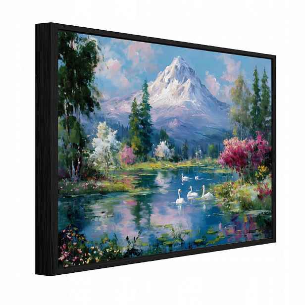 Wallarena ZARÁMOVANÉ obrazy horská krajina béžová 100x70 cm