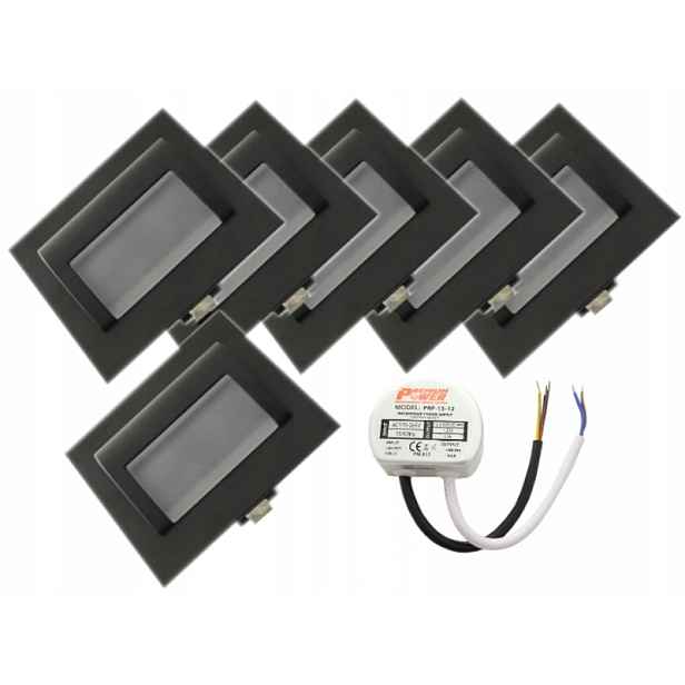 Set Halogenový schodišťový Led 6x napájecí zdroj