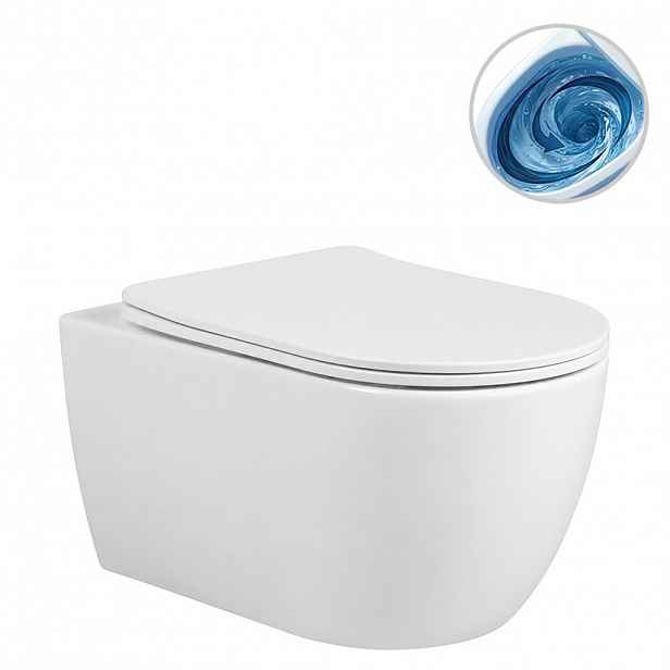 WC závěsné Felci, Vortex - vírové splachování + Slim/SoftClose sedátko - bílá lesklá - 55,5x36 cm