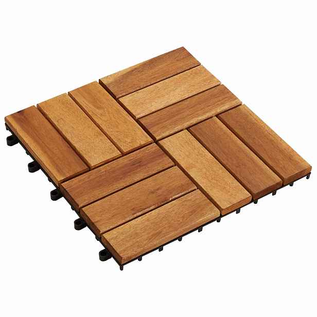 vidaXL Dlažba na terasu 20 ks Hnědá 30 x 30 cm Akáciové dřevo