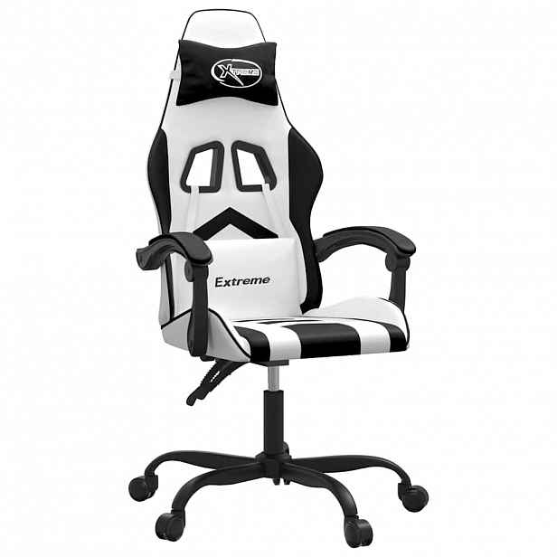 vidaXL Herní židle bílá a černá umělá kůže