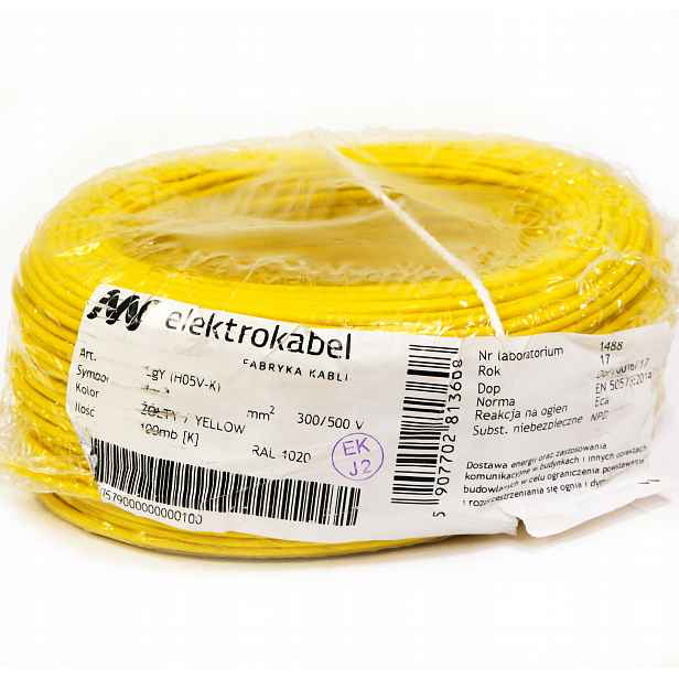Kabel Lgy 1 mm žlutý Cu měděný 100 m