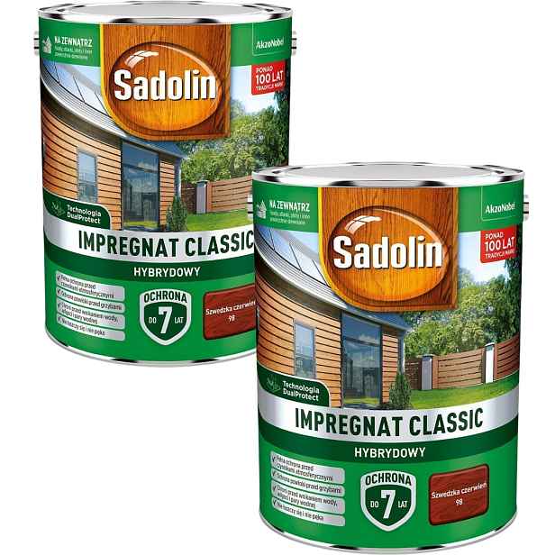 Set Sadolin Classic 2x4,5L Impregnat Na Dřevo Švédská Červená 9L