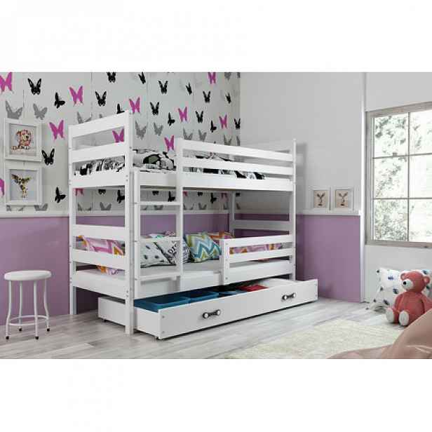 Dětská patrová postel ERYK 190x80 cm Bílá Bílá