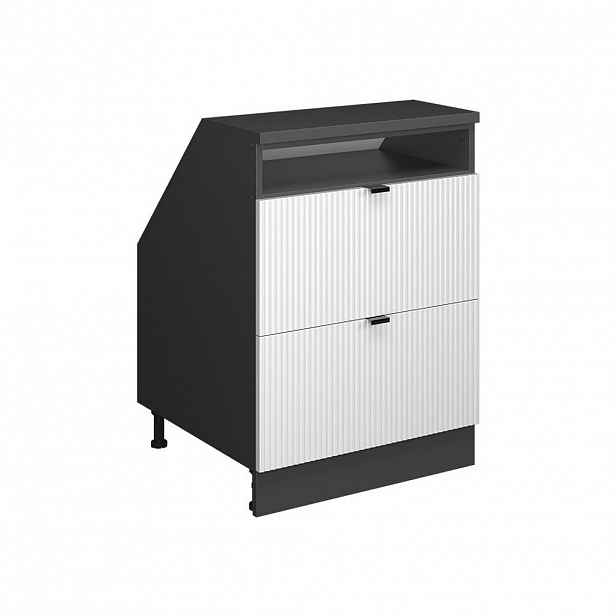 Vicco ŠIKMÁ SKŘÍŇ Rion Bílé zvlnění 60 x 81.6 cm se 2 zásuvkami, korpus skříně hloubka 60 cm