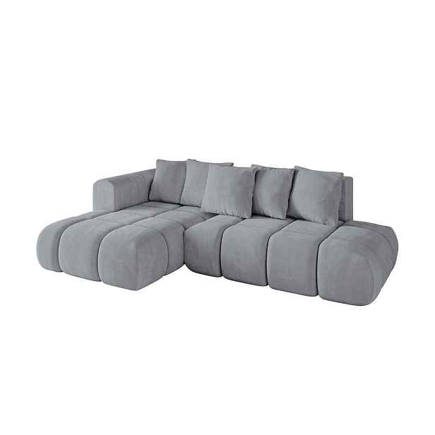 ALTDECOR ROHOVÁ SEDAČKA s funkcí spaní a otomanem, levá CLOUD-L-v1 280x185x90 Šedá Velur