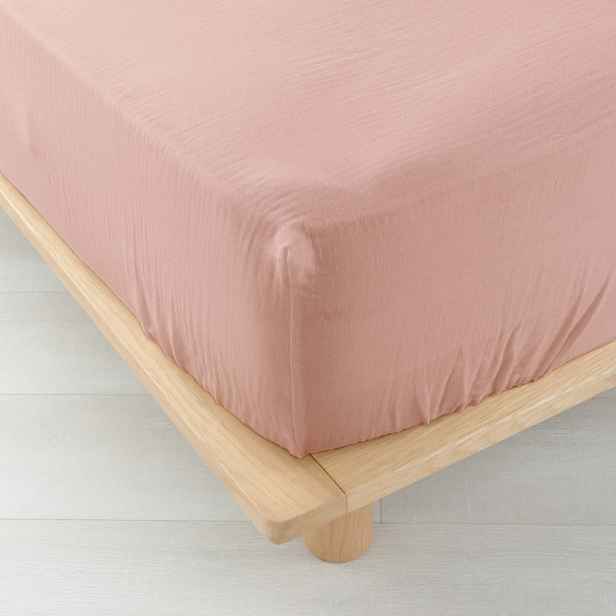Růžové napínací mušelínové prostěradlo 160x200 cm Angelia – douceur d'intérieur