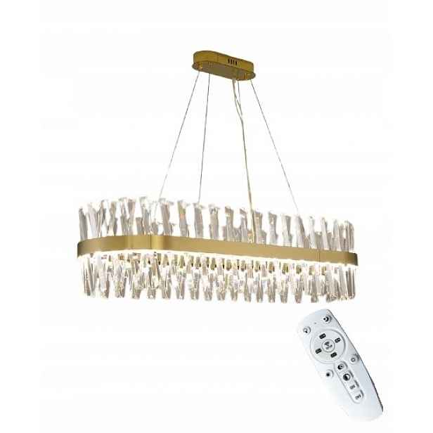 Stropní Led lampa Glamour Zlatá 80 30 80 100W křišťál Dálkový Ovladač Lustr