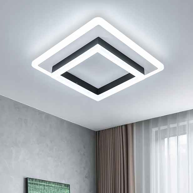 Stropní svítidlo Led bílo-černé čtvercové moderní do obývacího pokoje 30W 6500K