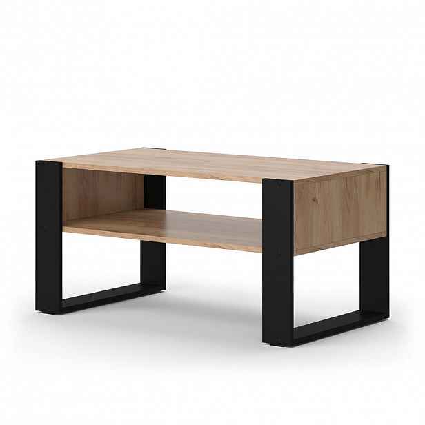 Vicco KONFERENČNÍ STOLEK Olli Zlatý mocný dub 92 x 52.4 cm s policí