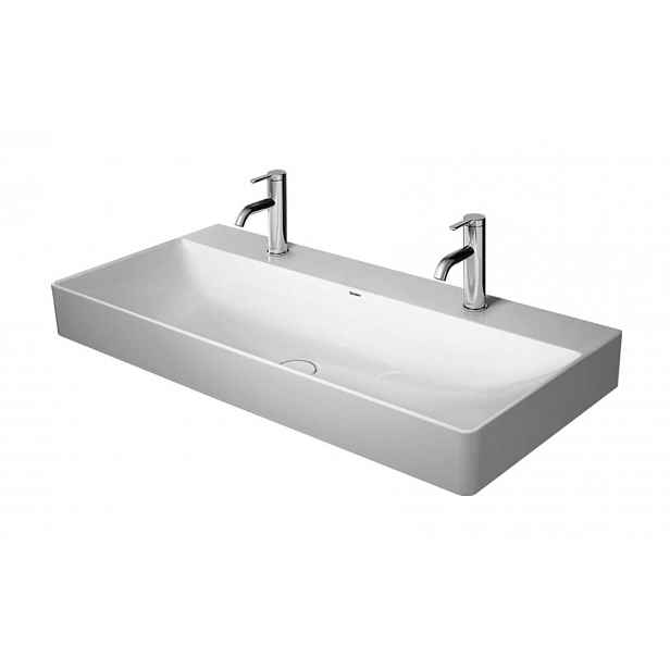 Duravit DuraSquare - Dvojumyvadlo nábytkové 100x47 cm, bez přepadu, 2 otvory pro baterie, DuraCeram, bílá 2353100072