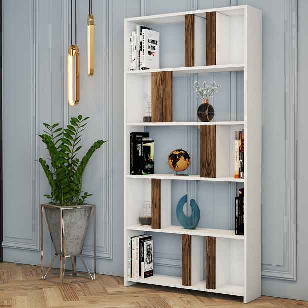 Knihovna Lima - White, Walnut