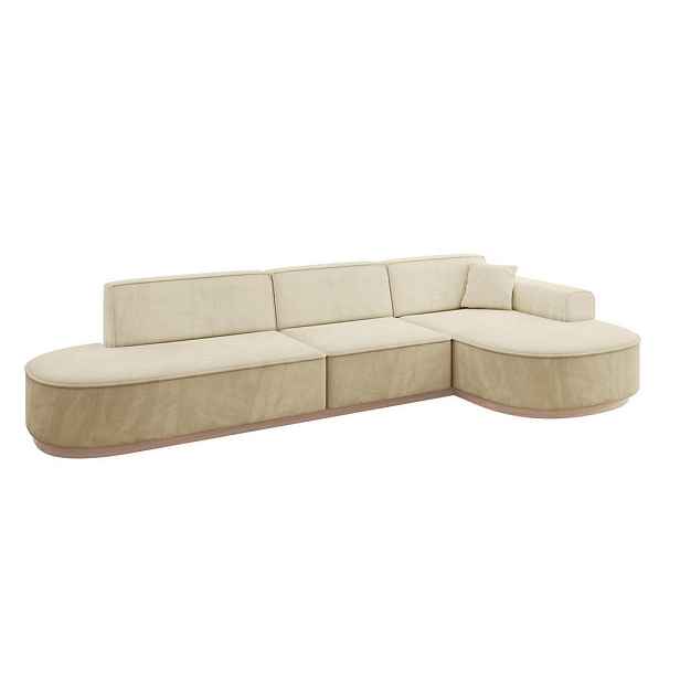 ALTDECOR ROHOVÁ SEDAČKA s otomanem, pravá MARI-L2-v1 328x171x83 Béžová Velur