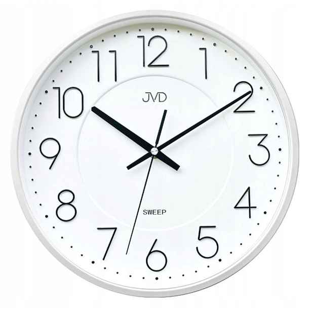 Snadno Kulatý Tiché Kulaté Nástěnné Hodiny Se Stříbrným Rámeček Jvd HX2495.2 30,5 cm