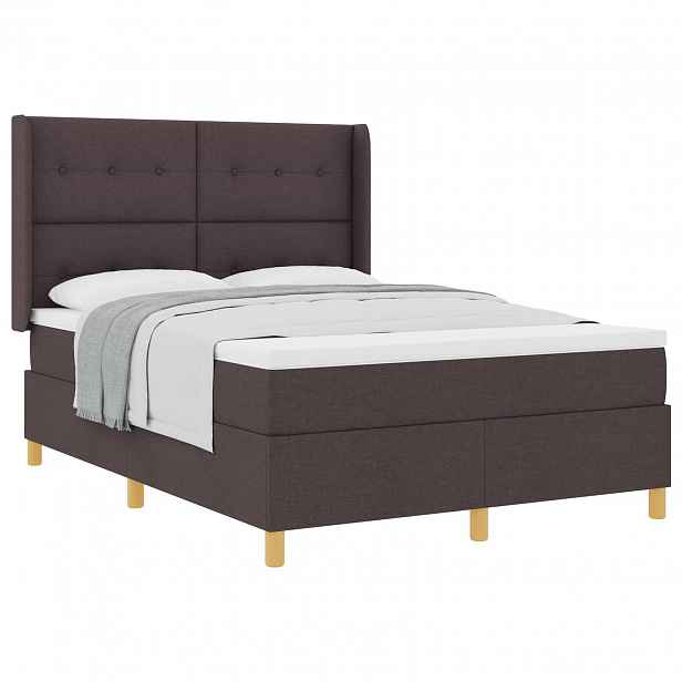 vidaXL Postel s boxspringem s čelo Tmavě hnědá 140 x 190 cm textil
