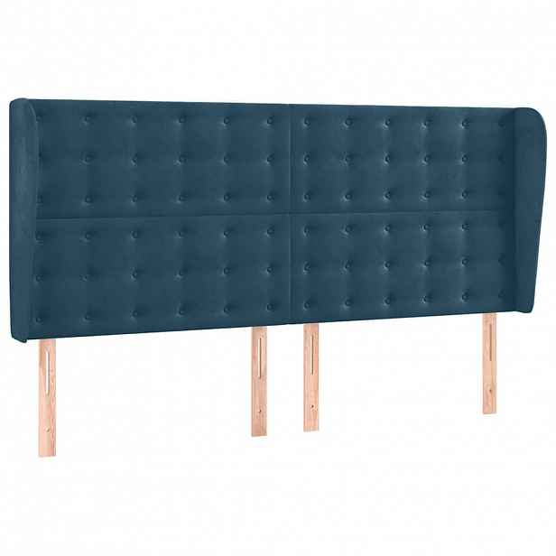 vidaXL Čelo postele typu ušák tmavě modrá 183x23x118/128 cm samet