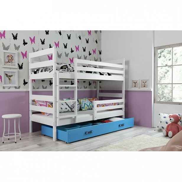 Dětská patrová postel ERYK 190x80 cm Modrá Bílá