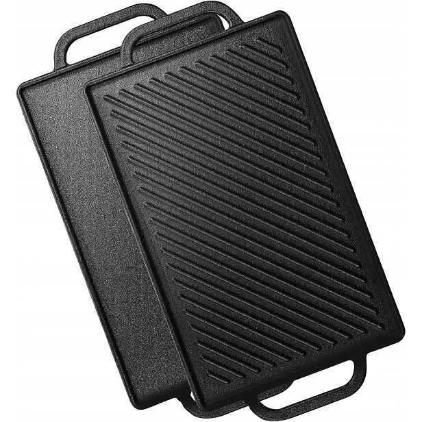 Gftime litinová grilovací deska 33×21 cm oboustranná 2v1