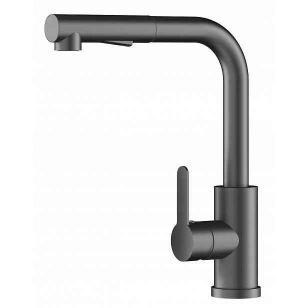 Gun Grey Metalik Kuchyňská Baterie Vytahovací Sprcha 2 Proudy Dřez Ebro
