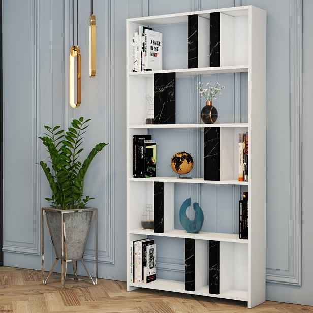 Knihovna Lima - White, Black Marble
