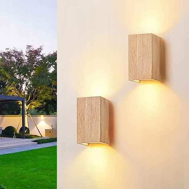 Led dřevěné nástěnné svítidlo GU10 2x5W 3000K Nástěnné svítidlo Loft Vintage Dřevo 2 kusy