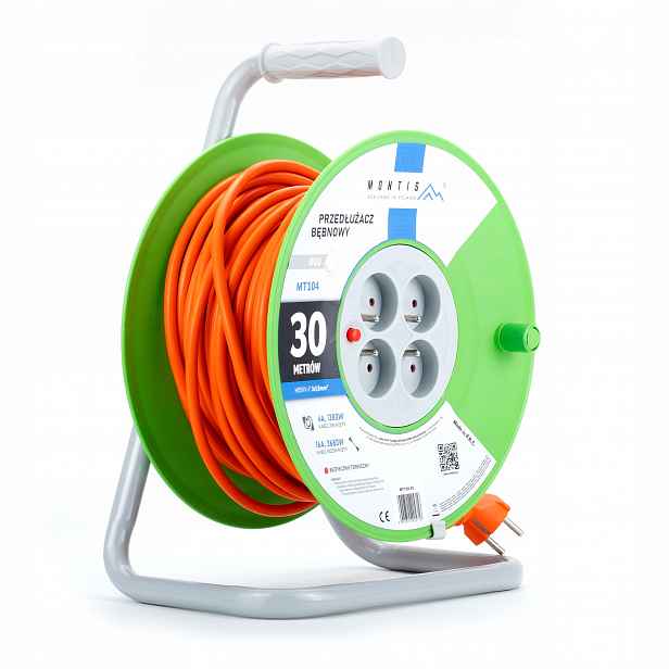 Prodlužovací Kabel Montis 30 m, 4 ks zásuvek, oranžový