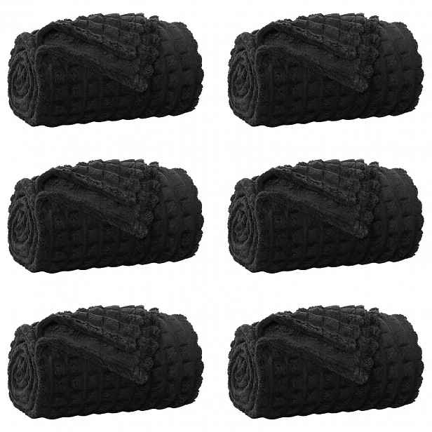 vidaXL Dekorační deky 6 ks Černá 240 x 220 cm 8.63 kg Fleece