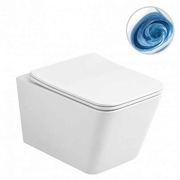 WC závěsné Forte, Vortex - vírové splachování + Slim/SoftClose sedátko - bílá lesklá - 52x35 cm