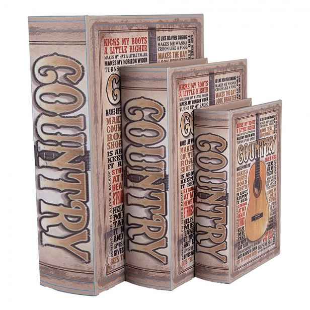 3ks úložný box kniha Country - 27*22*7 / 22*17*6 / 17*12*4 cm Clayre & Eef
