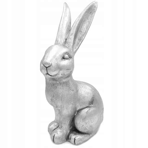 Velikonoční Králík Stříbrná Vánoční Dekorace Velká Figurka 50 cm