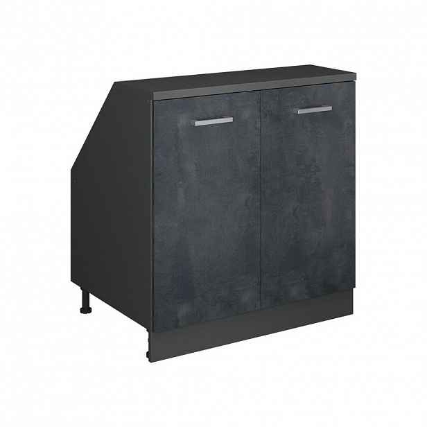 Vicco ŠIKMÁ SKŘÍŇ Rion Černý beton 80 x 81.6 cm se 2 dveřmi, korpus skříně hloubka 60 cm