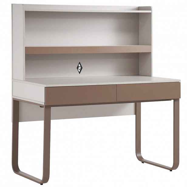 Beautysofa PSACÍ STŮL Boreo do studentského pokoje, se 2 zásuvkami a nástavcem s policí, 120 cm, kašmír / světle hnědá