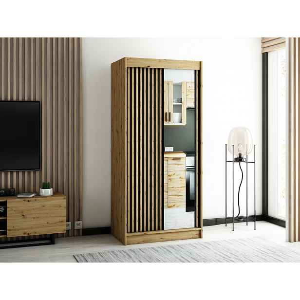 Šatní skříň Abi Lamelo 2 Barva korpusu: Dub artisan, Rozměry: 100 cm